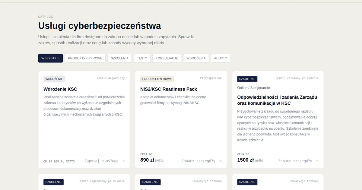 Katalog usług cyberbezpieczeństwa na platformie AIBC